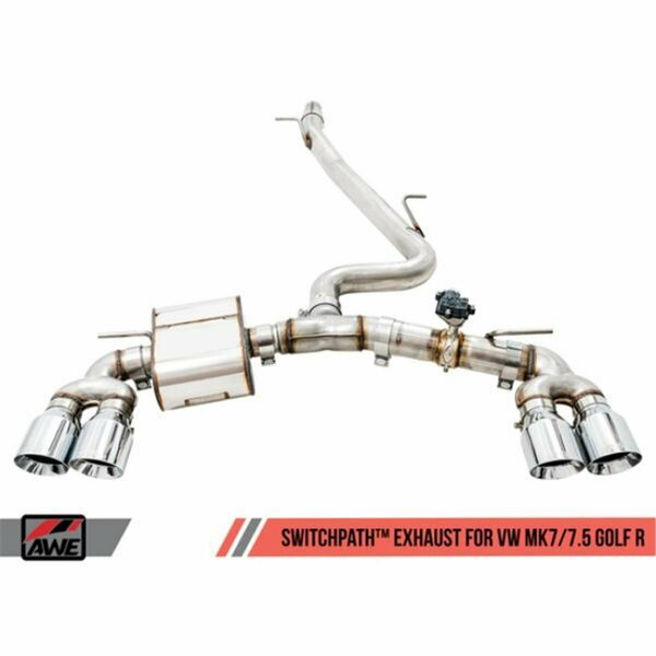 Superjock 102 mm Exhaust with Chrome & Silver Tips for MK7 Golf R SwitchPath SU3841129